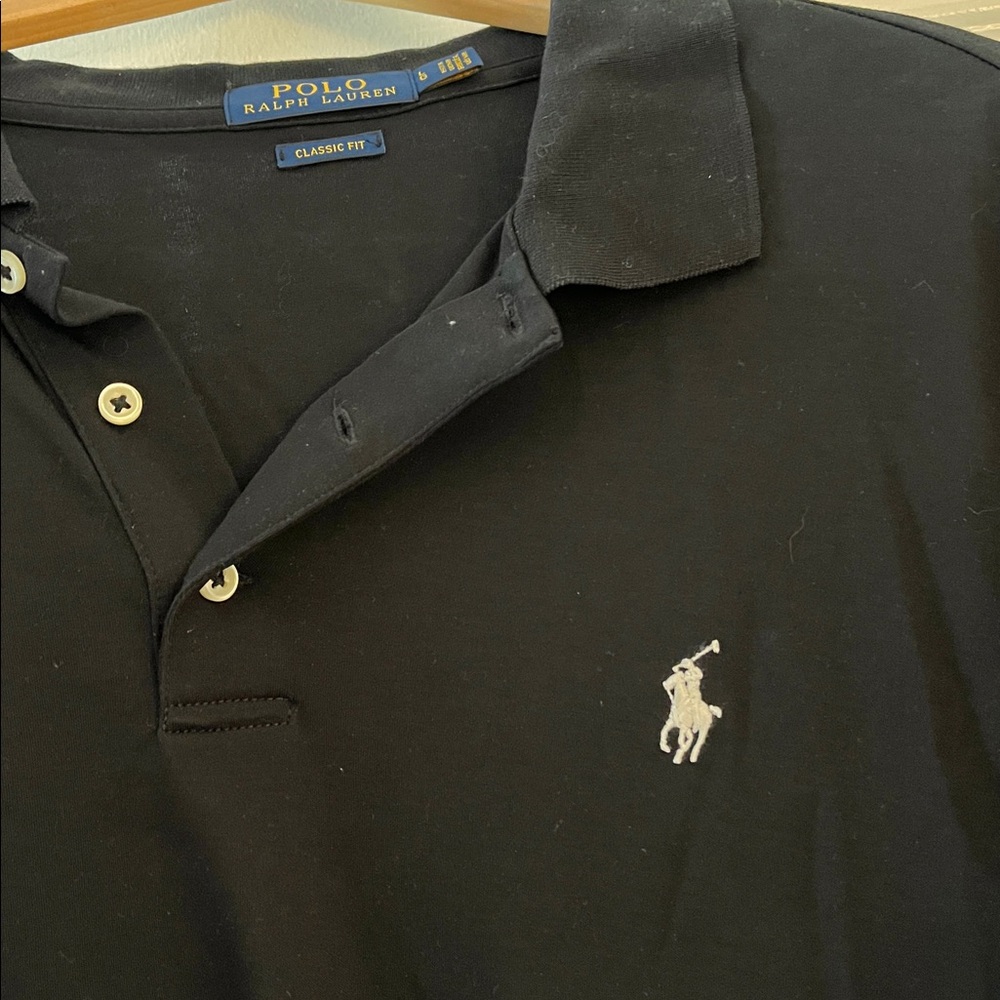 Polo by Ralph Lauren Black Men’s Short-Sleeve Polo with White Pony - Picture 3 of 3